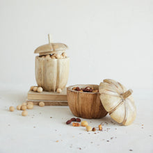 Load image into Gallery viewer, Hand-Carved Mango Wood Acorn Container with Lid
