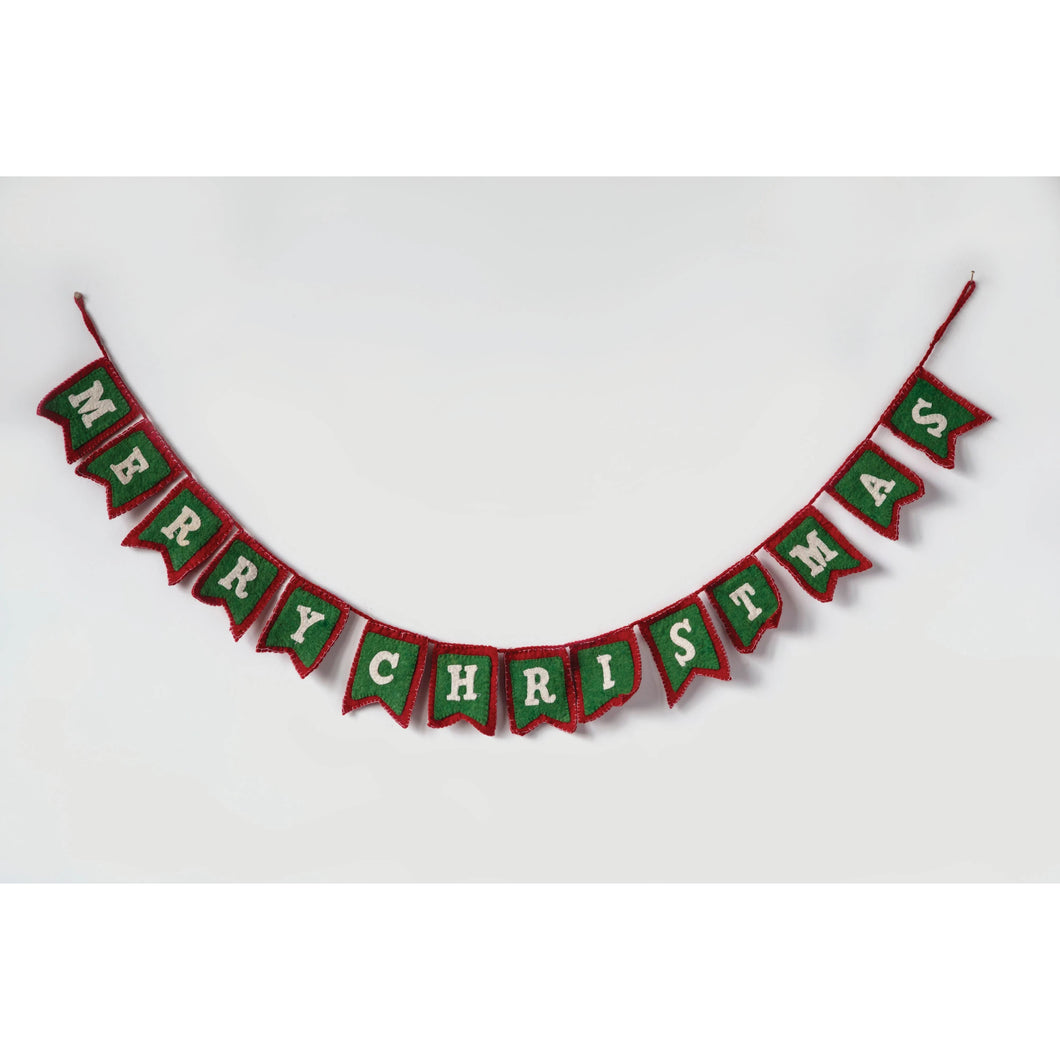 Merry Christmas Wool Felt Banner