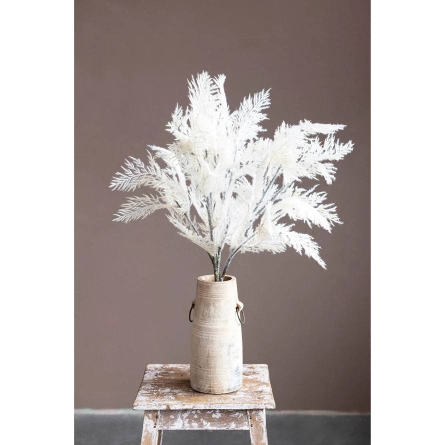 Faux Flocked Reed Plume in Cream