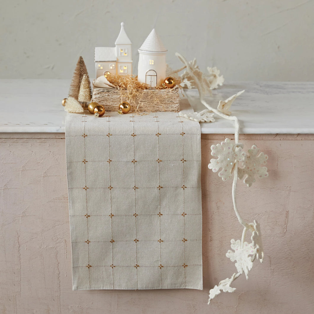 Metallic Gold and Cream Table Runner