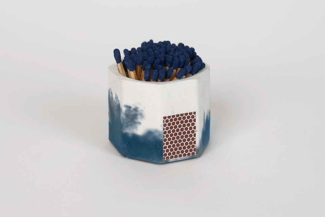Navy and White Match Holder w/ Striker and Navy Matches