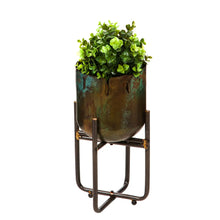 Load image into Gallery viewer, Metallic Patina Planter with Stand - Set of 3
