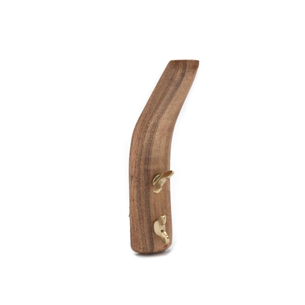 Coat Hook wood and brass