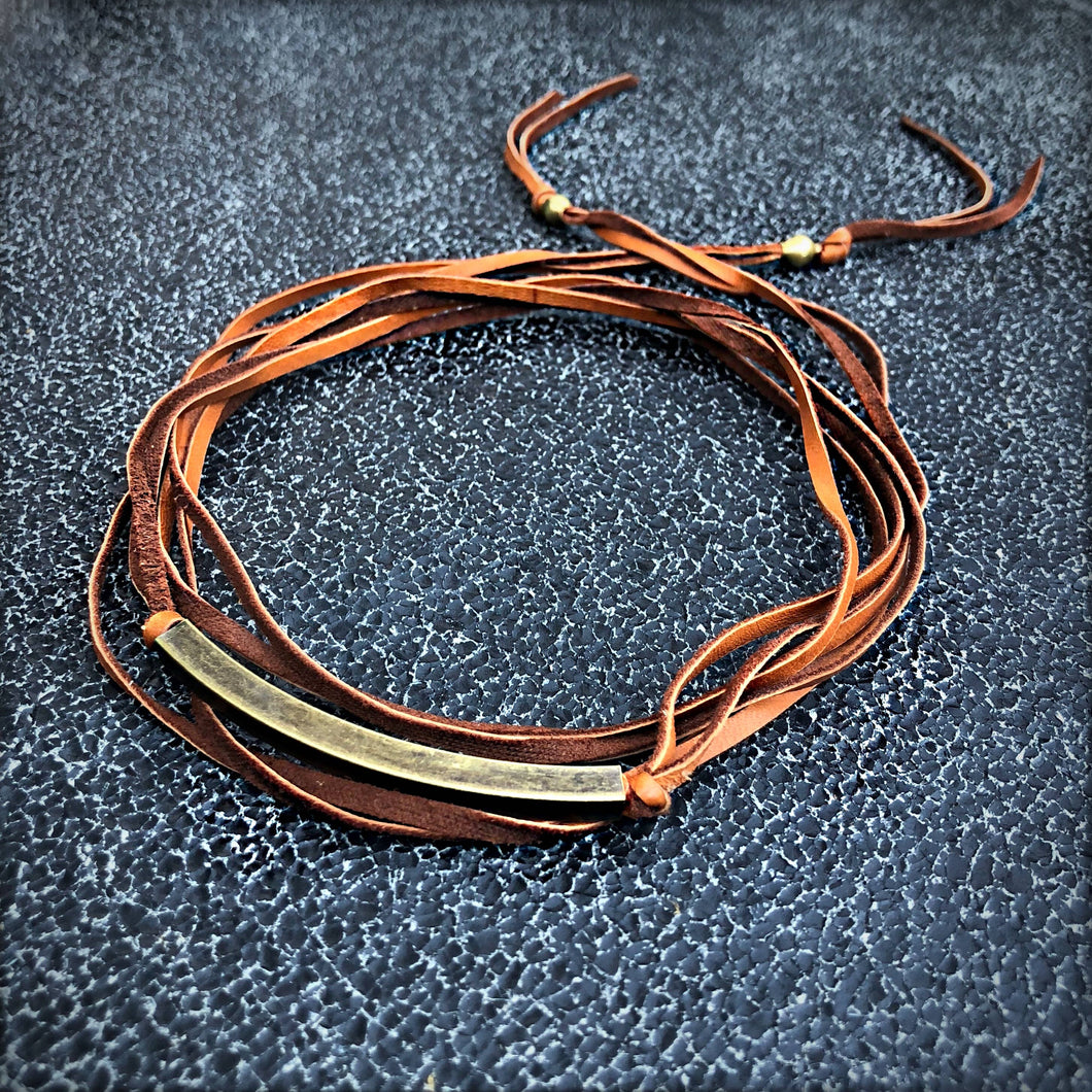 ROADHOUSE COLLECTION: Leather Wrap Choker - Rust