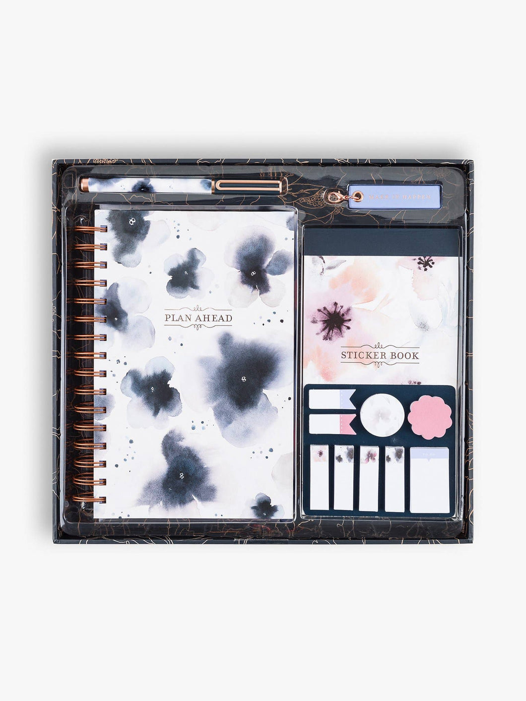 Watercolor Floral Planner Kit, Navy Blue - Set of 5