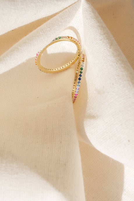 Asha ring in gold vermeil with multi color CZ stones