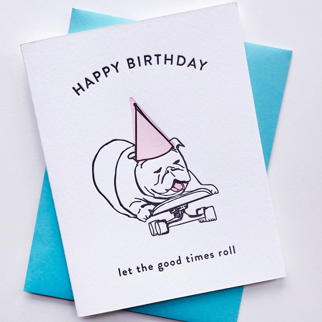 Roller Dog Birthday Birthday Greeting Card
