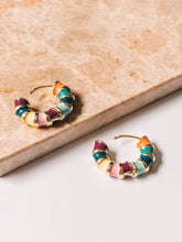 Load image into Gallery viewer, Multi Colored Enamel Hoops
