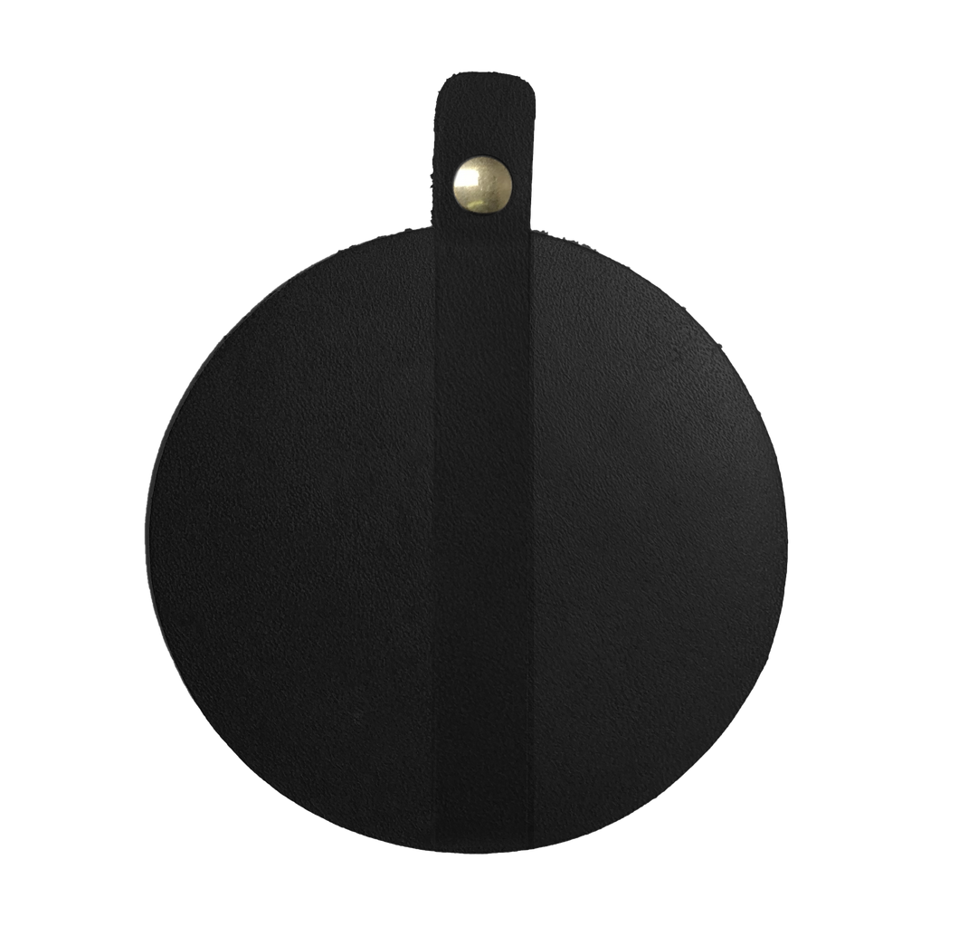 Leather Coasters Set(4pcs) with strap, Black