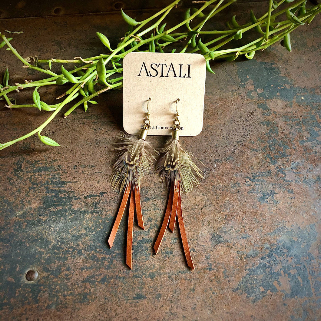 ROADHOUSE COLLECTION: Feather Mini Earrings - Rust/Pheasant