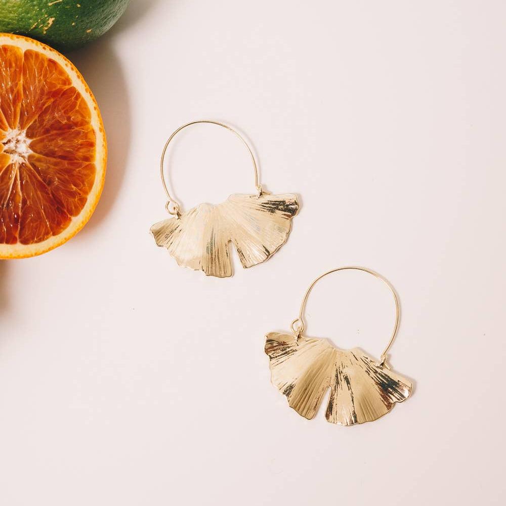 Ginkgo Hoop Earrings