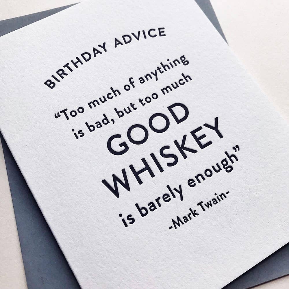 Mark Twain Whiskey Quote Birthday Card