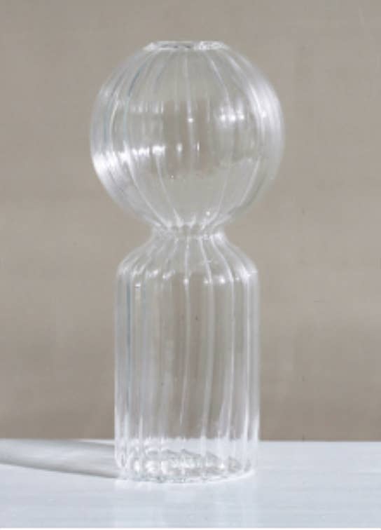 Mid-Century Modern Handblown Glass Vase, Clear