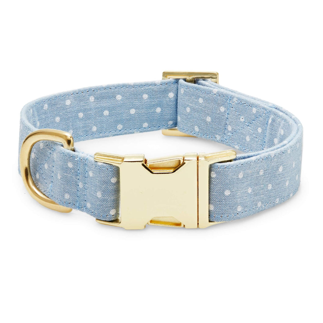 Chambray Dots Dog Collar - Medium