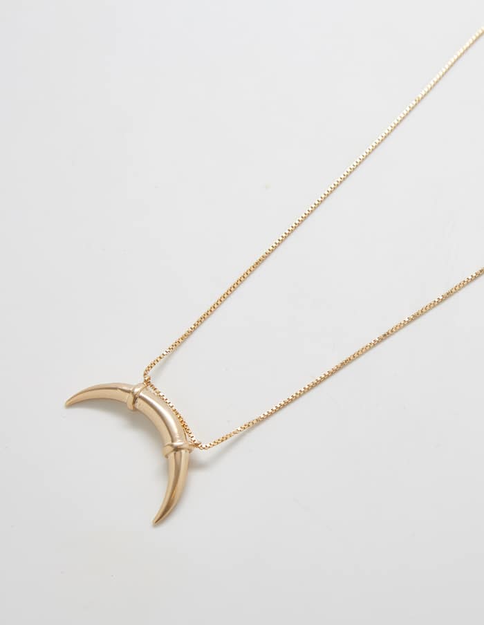 gold double horn necklace