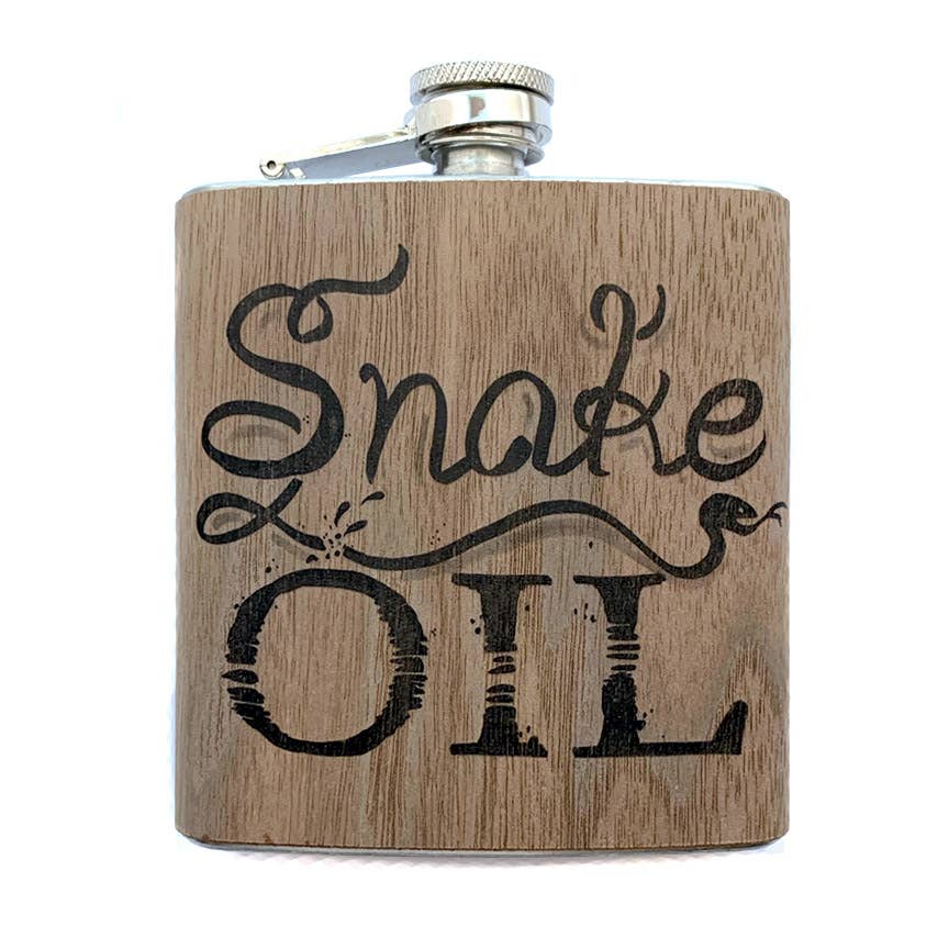 Snake Oil Wood Covered Flask