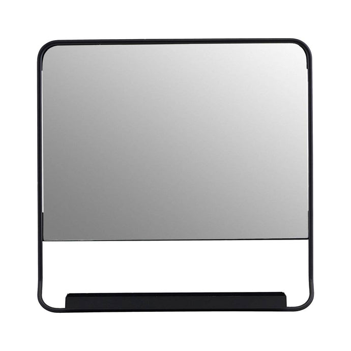 Black Metal Mirror with Utility Shelf