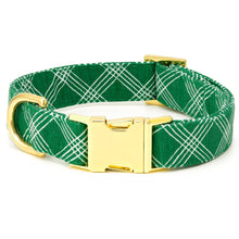 Load image into Gallery viewer, The Foggy Dog - Emerald Plaid Dog Collar
