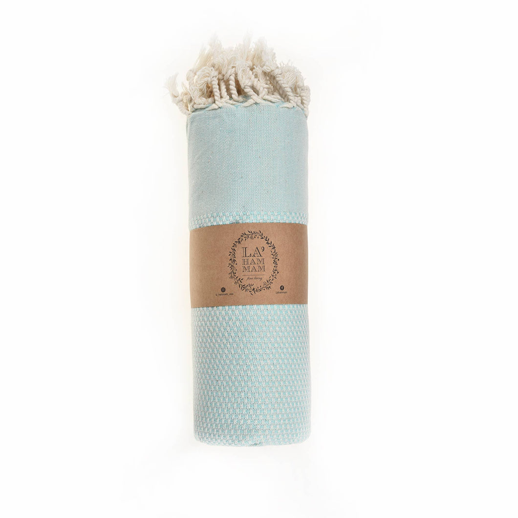 Akasya Peshtemal Cotton Blanket Throw - Aqua