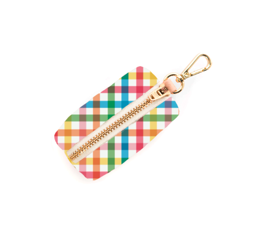 Rainbow Gingham Summer Poop Bag Dispenser