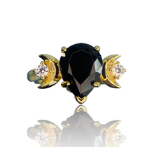 Load image into Gallery viewer, Double Crescent Black Onyx Ring
