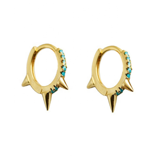 Turquoise Spike Huggie Earrings