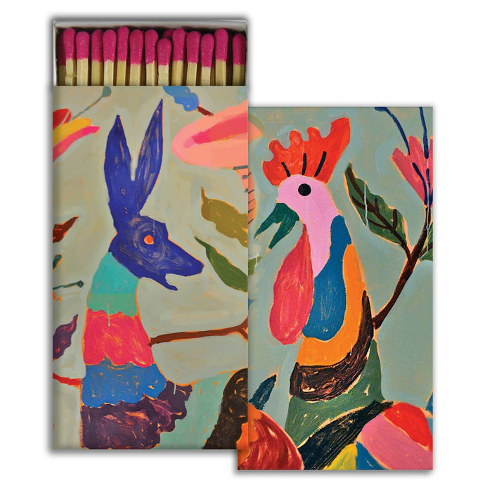 Rooster & Deer matches set with pink tips