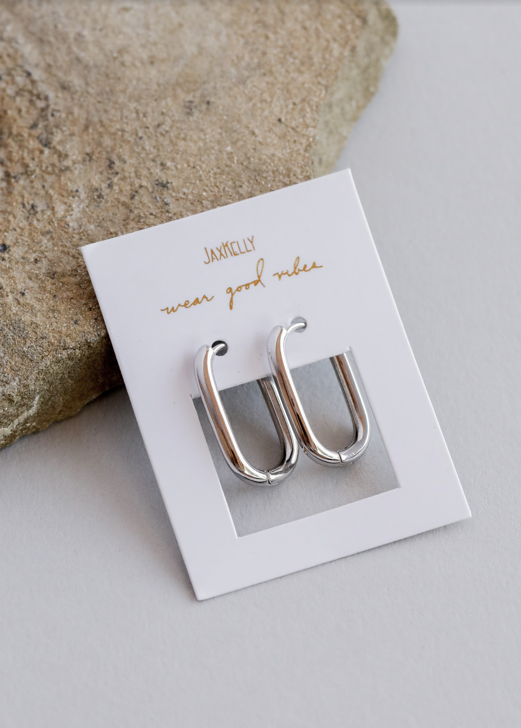 Silver Hoop - Large Rectangle