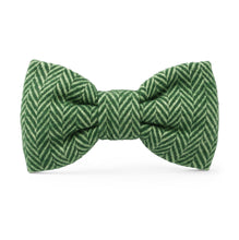 Load image into Gallery viewer, Green Herringbone Flannel Holiday Bow Tie
