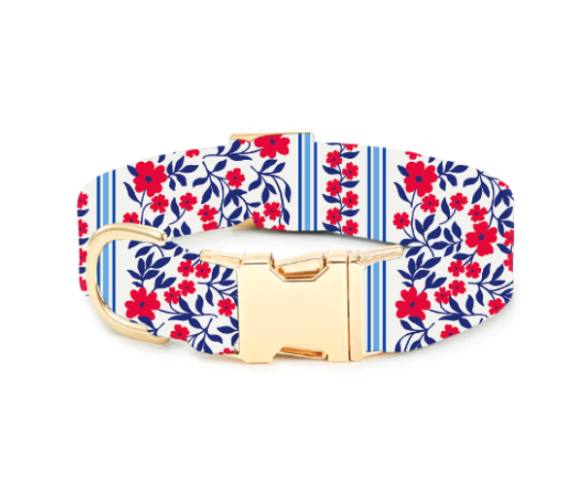 Red, White, & Bloom 4th of July Dog Collar - Small