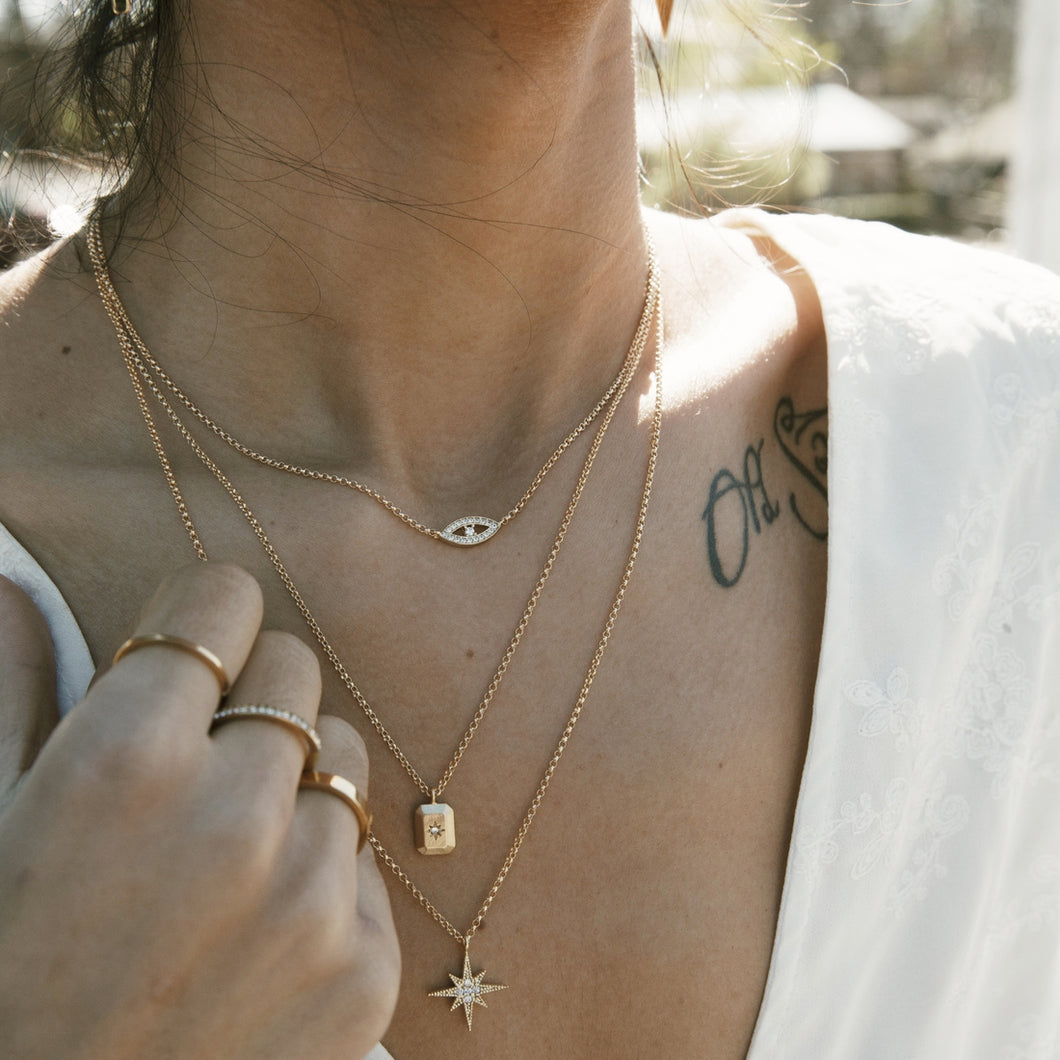 Gold Pave Stone Star Necklace