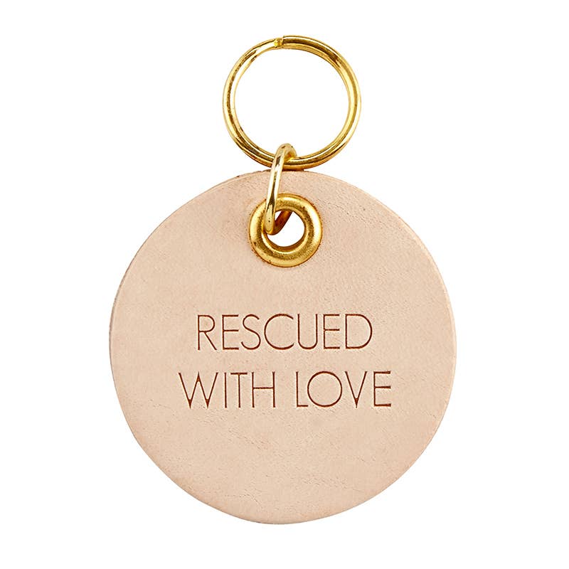 Leather Pet Tag - Rescued With Love