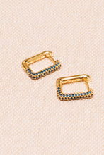 Load image into Gallery viewer, Blue Sapphire Pavé Huggie Hoops
