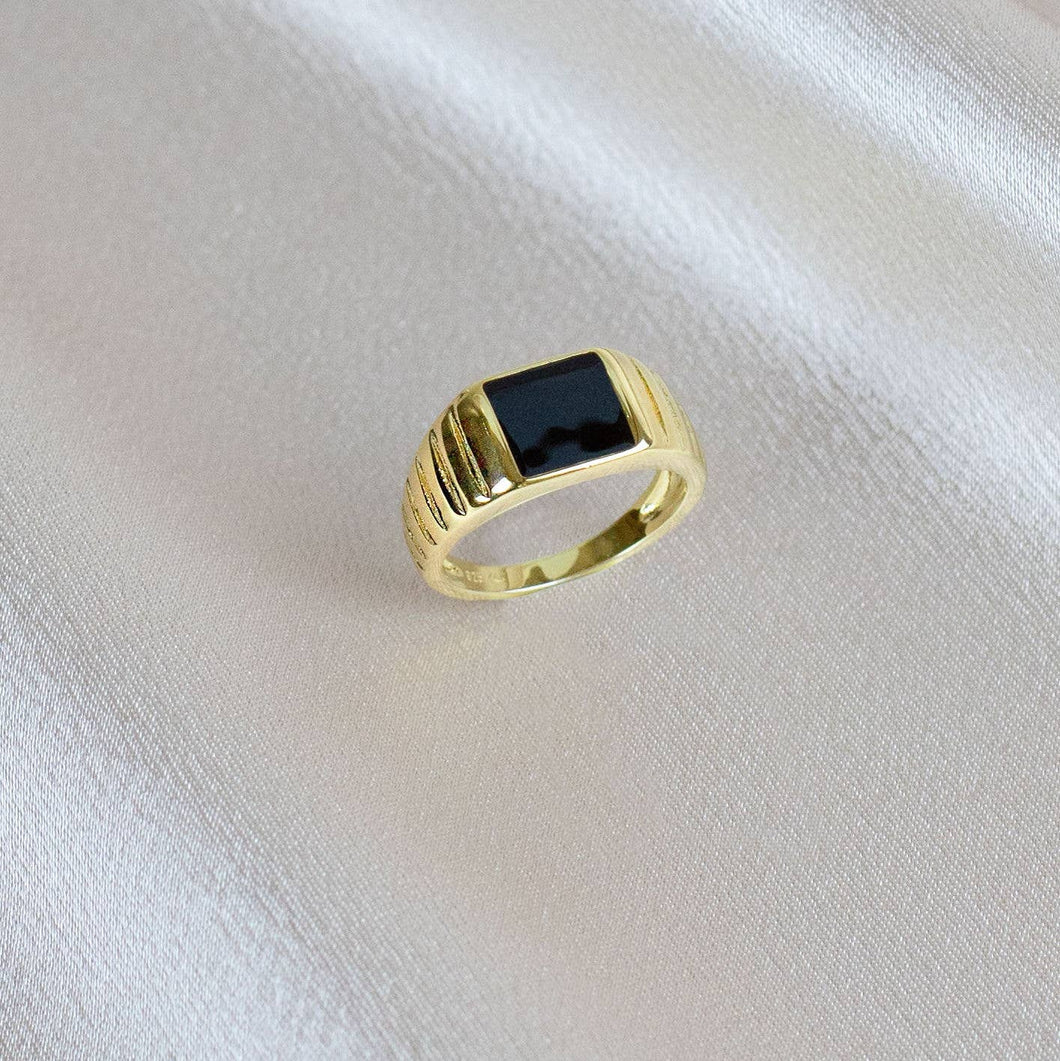 Black Enamel Signet Ring