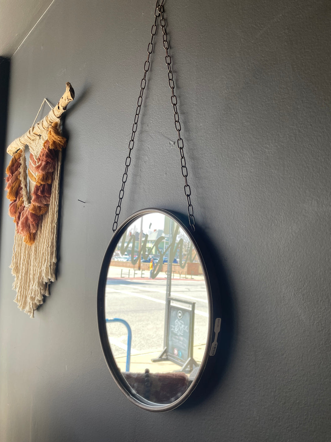 Brass Mirror with Chain