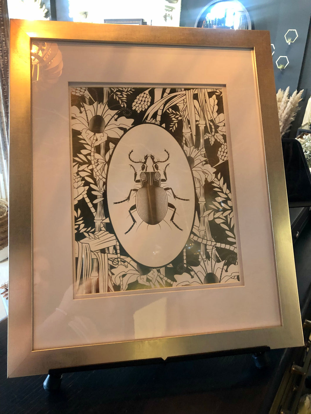 Beetle in White and Gold Foil