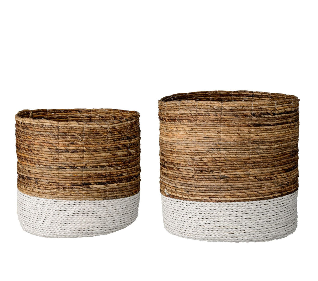 Natural Raffia Baskets, Set of 2