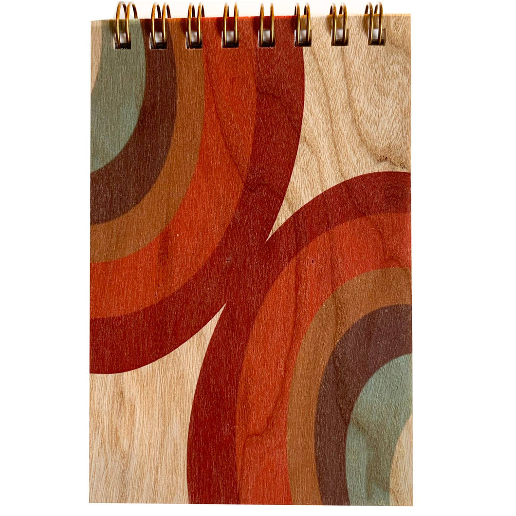 eco-friendly cherry wood 70's rainbow notepad