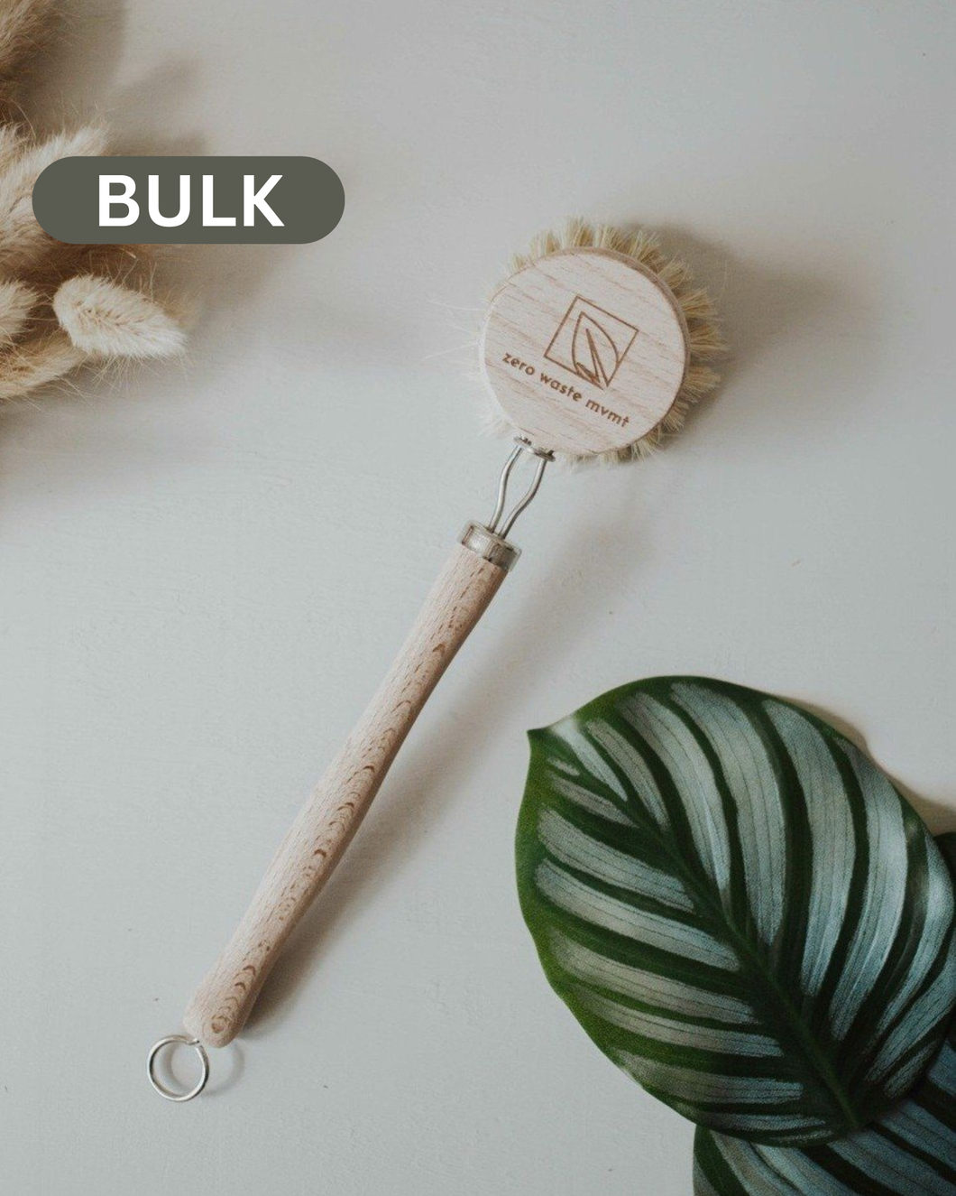 wooden natural fiber dish brush with replaceable head