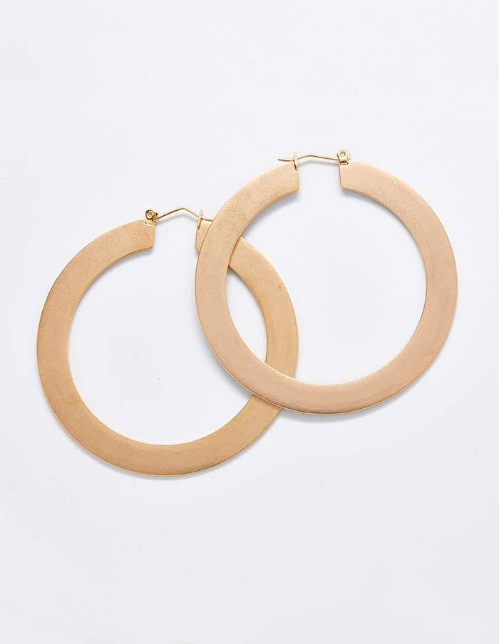 Gold Matte Large Hoop Earrings