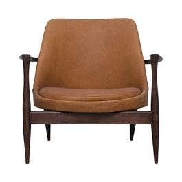 Leather Lounge Chair with Wood Frame