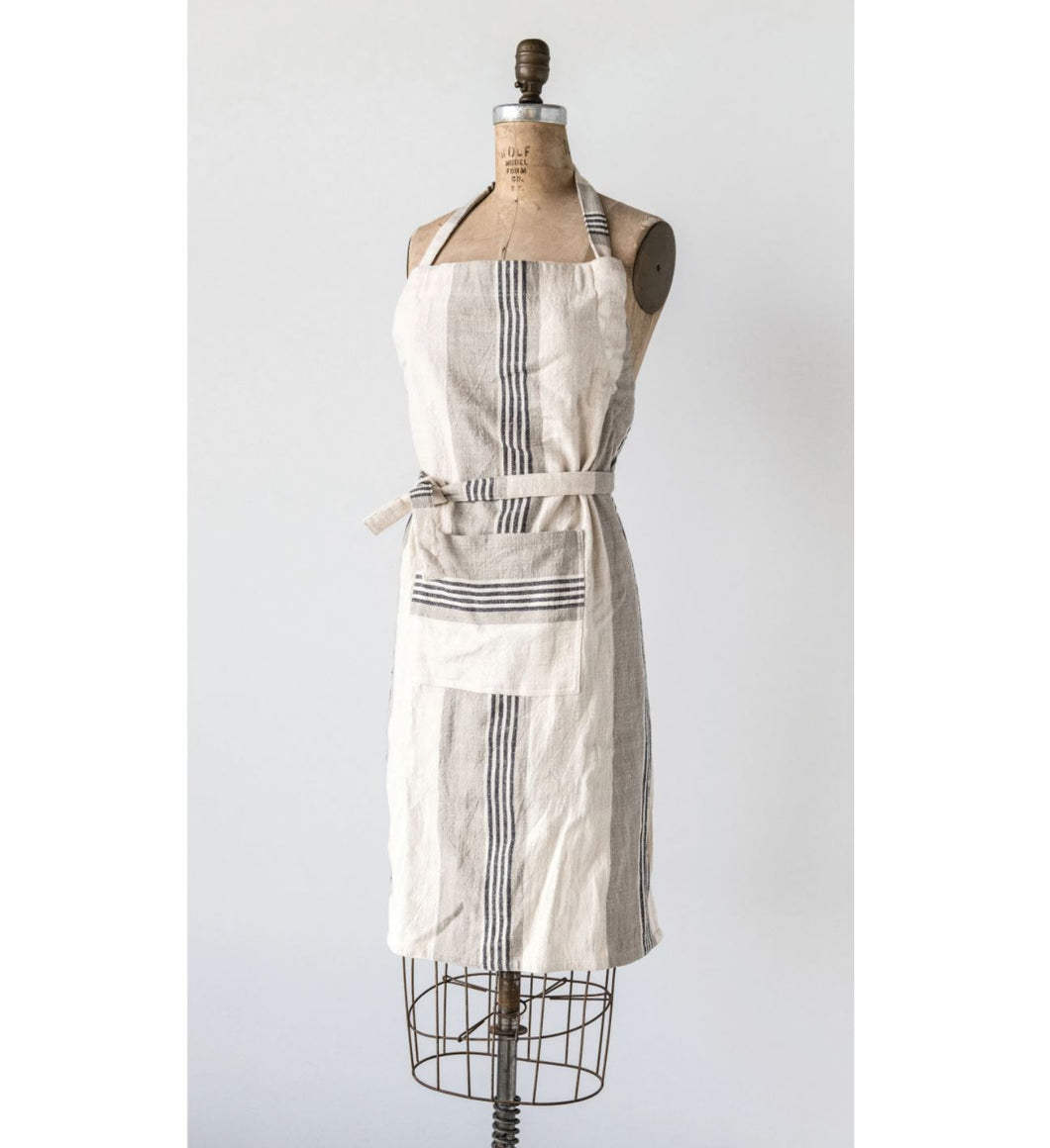 Striped Apron with Pocket