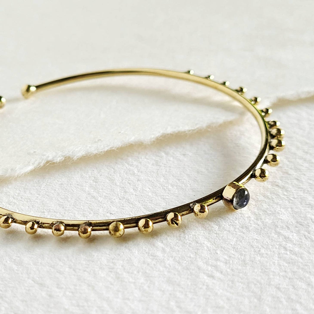 Bisjoux Brass Bangle with Moonstone