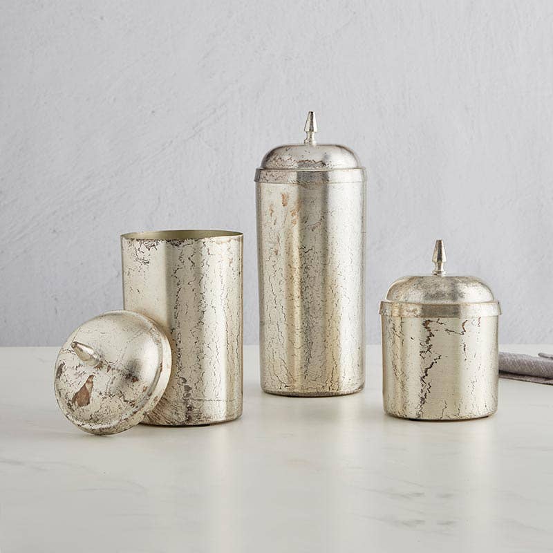 Silver Crackle Container Set