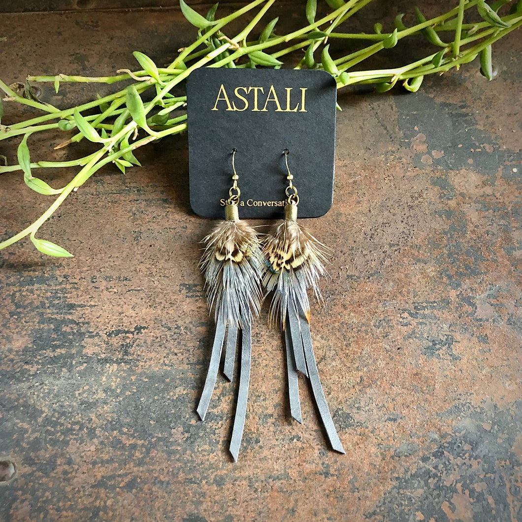 ROADHOUSE COLLECTION: Feather Mini Earrings - Charcoal/Pheasant