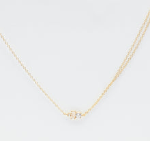 Load image into Gallery viewer, Double Gold Chain Necklace with 2 clear Cubic Zirconia stones
