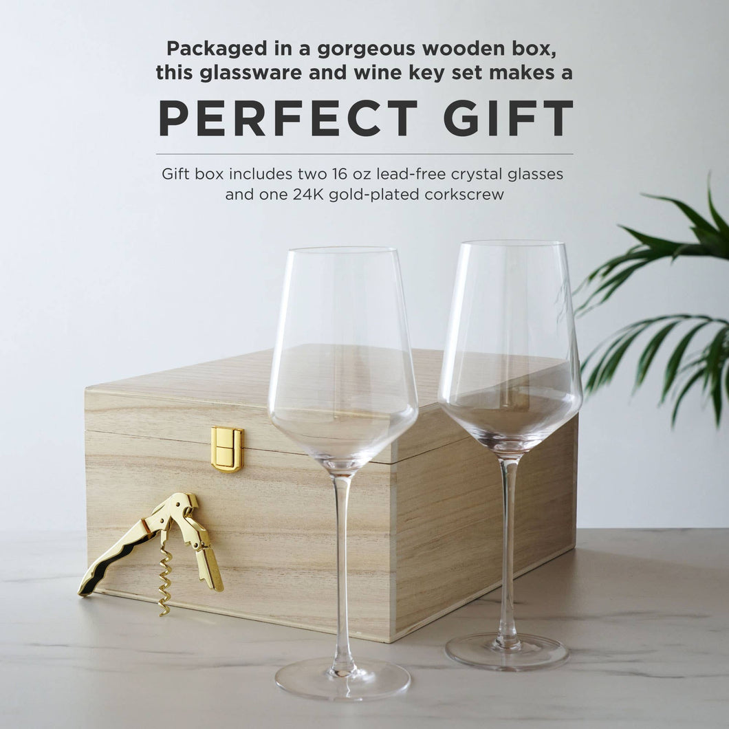 Wine Glass (Set of 2) and Corkscrew Gift Box