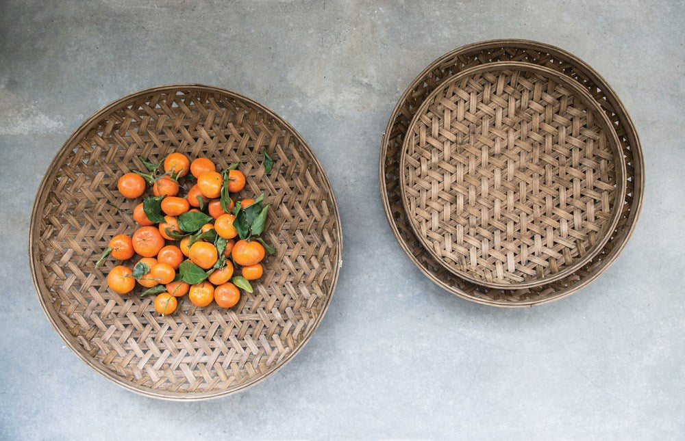 Woven Bamboo Basket Set, Natural