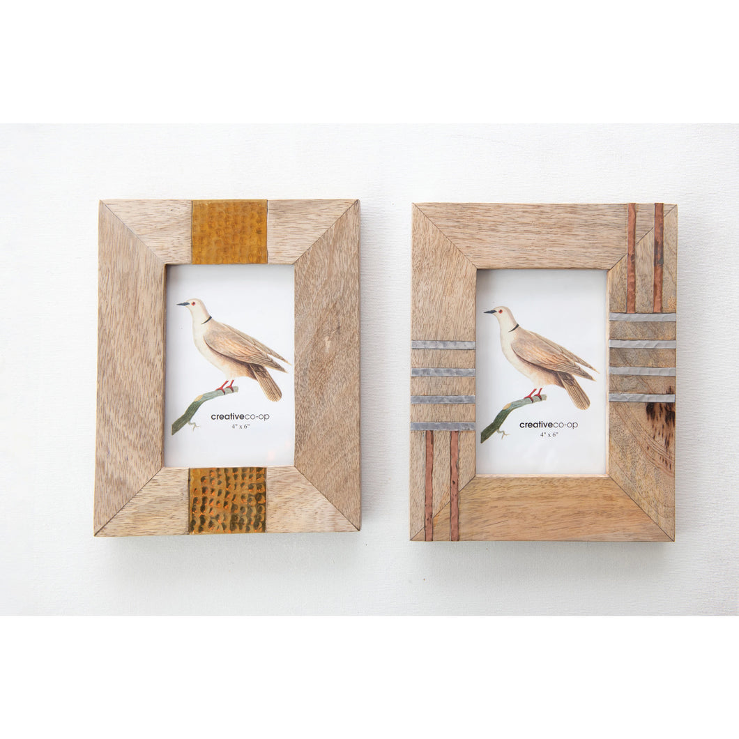 Photo Frame with Hammered Metal Inlay