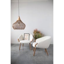 Load image into Gallery viewer, Round Wicker and Pine Pendant Lamp

